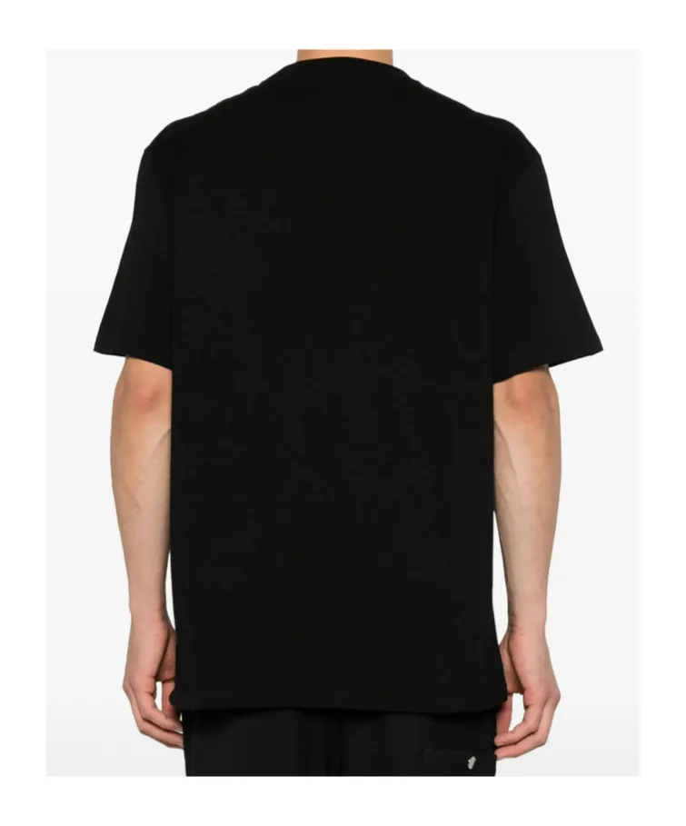 Flocked-Skull Crewneck T-Shirt
