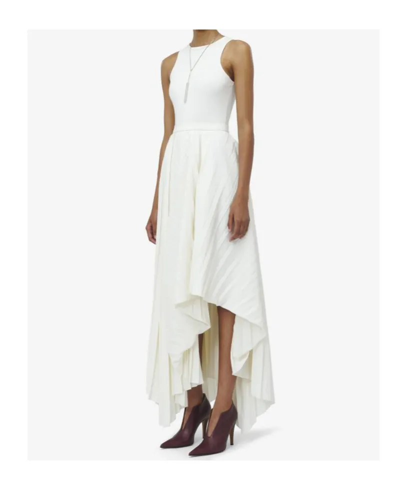 Asymmetric Sleeveless Pleated Dress