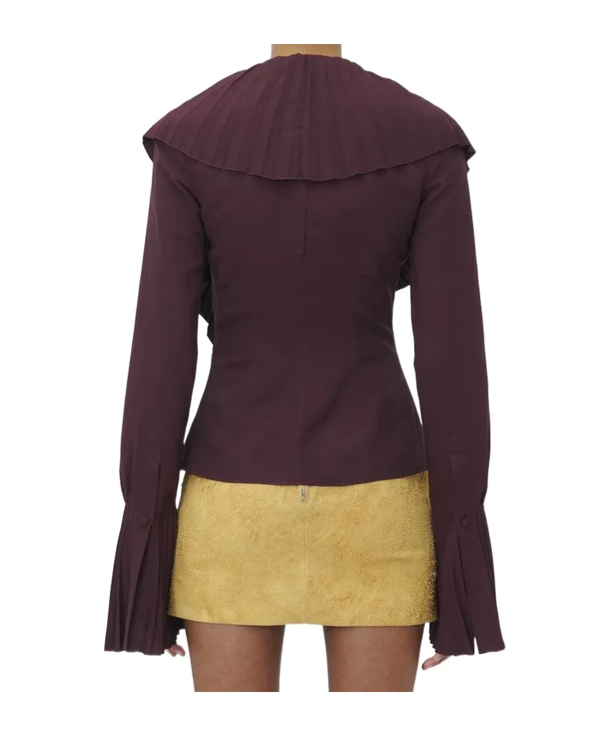 Plissé V-Neck Blouse, 3