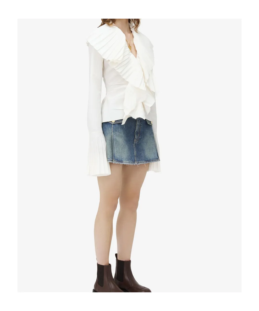 Plissé V-Neck Blouse
