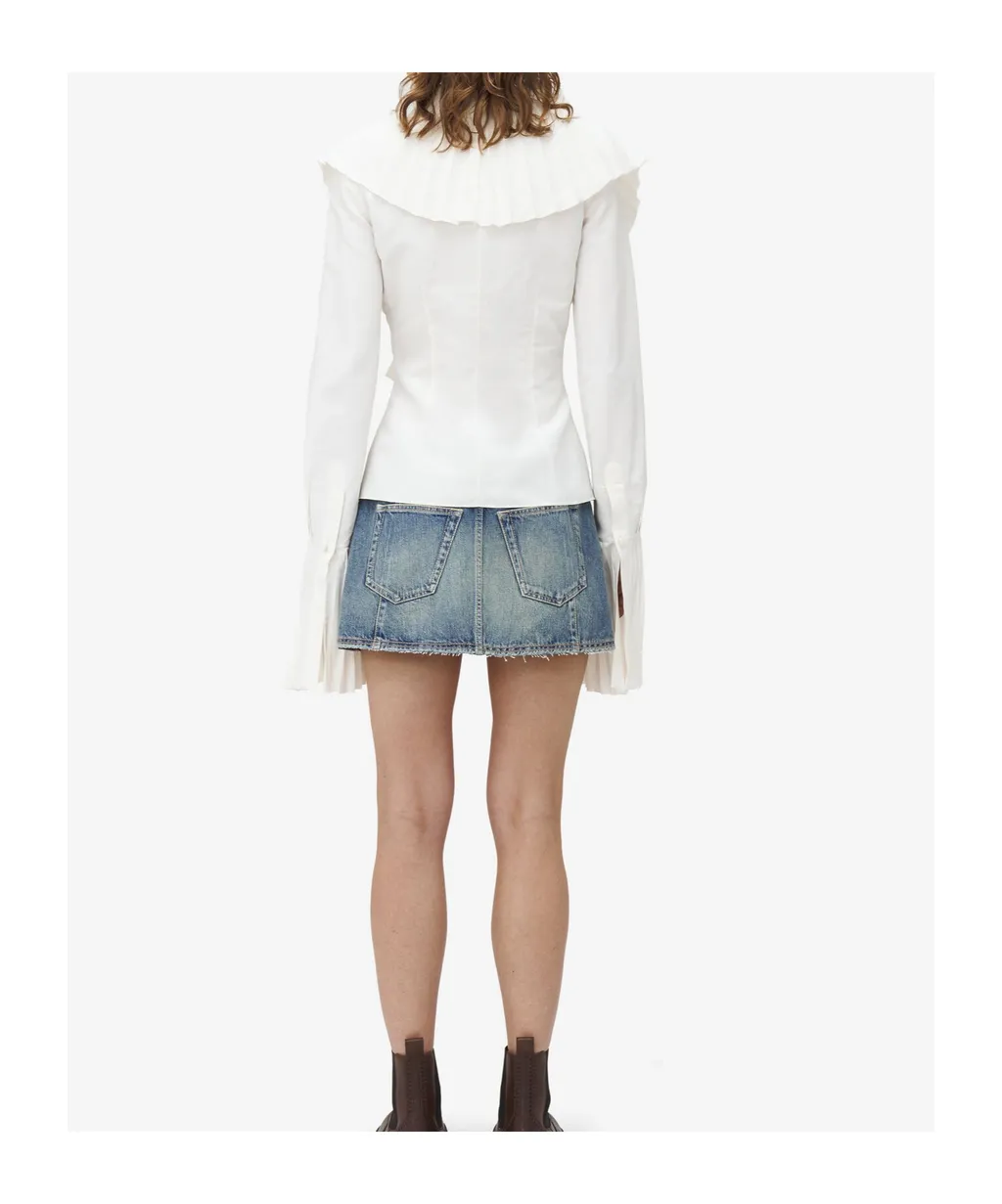 Plissé V-Neck Blouse