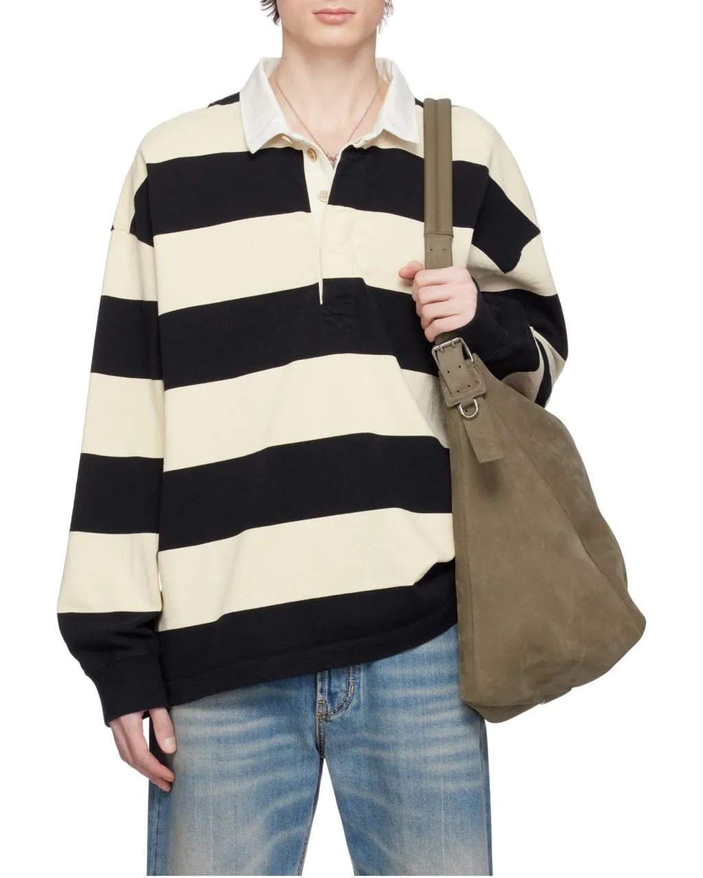 Oversized Striped Polo Shirt