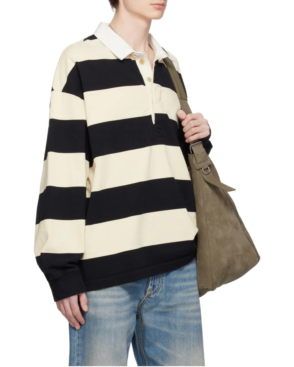 Oversized Striped Polo Shirt