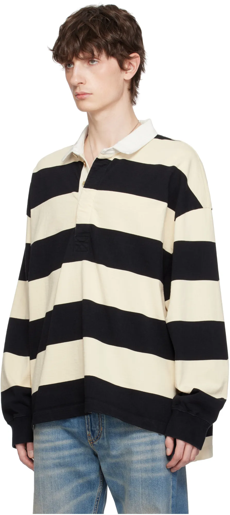 Oversized Striped Polo Shirt