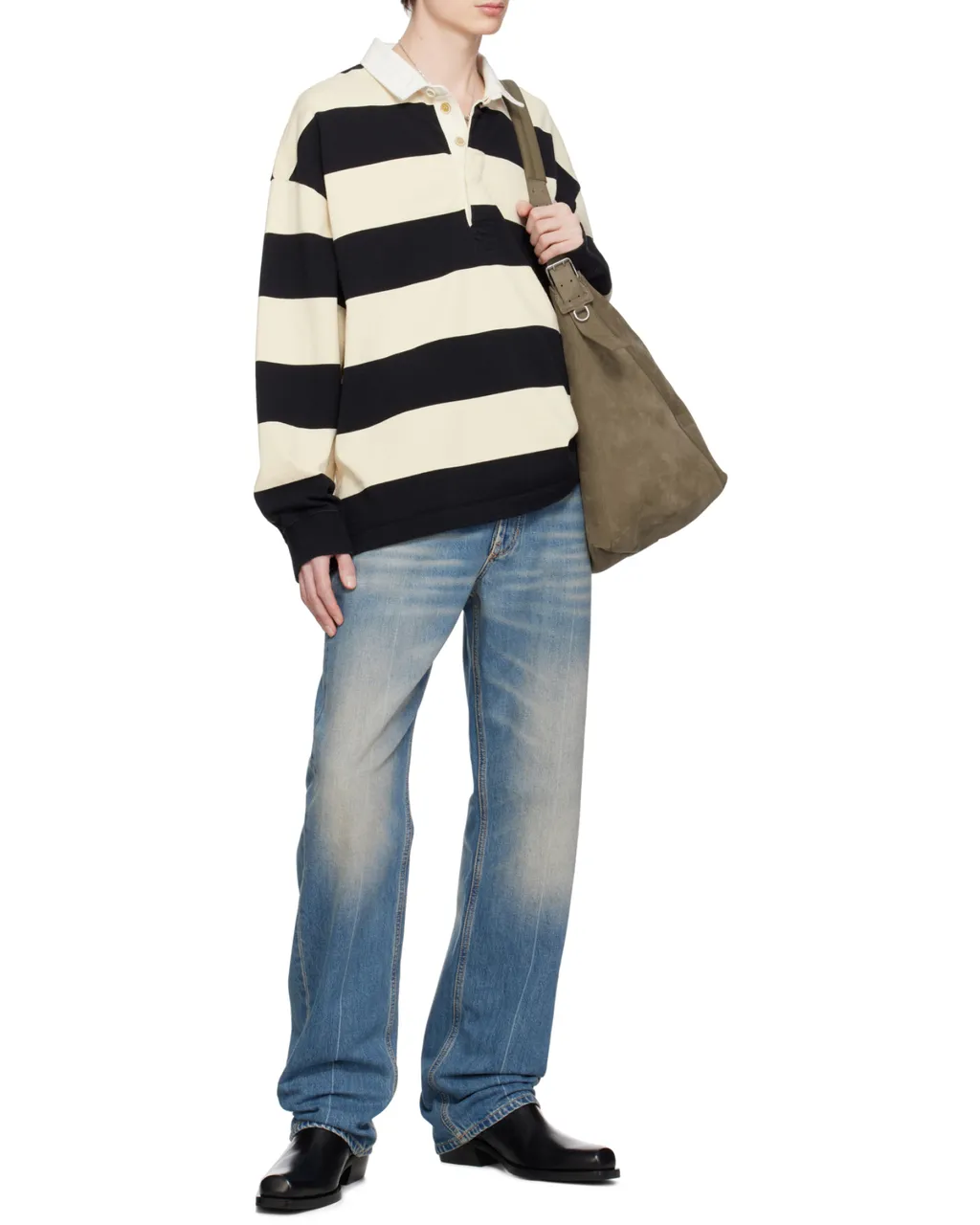 Oversized Striped Polo Shirt
