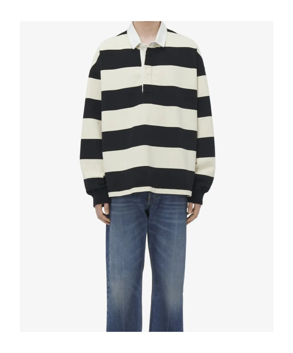 Oversized Striped Polo Shirt