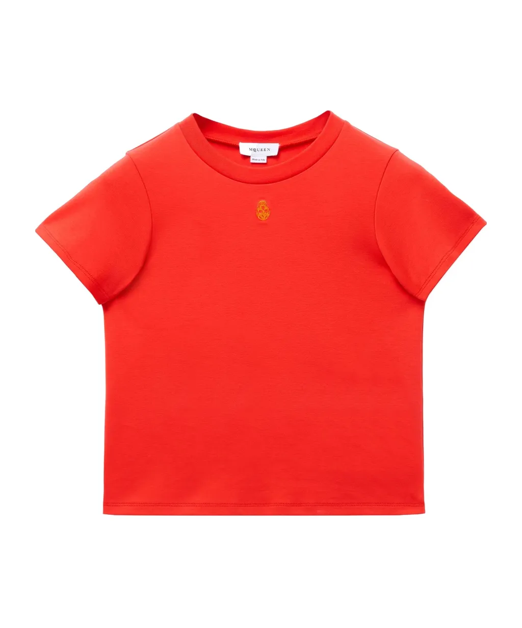Skull Embroidered Crewneck T-Shirt