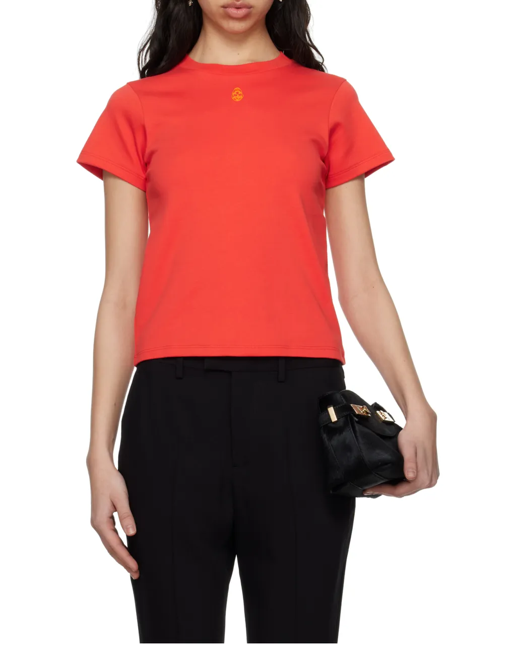 Skull Embroidered Crewneck T-Shirt