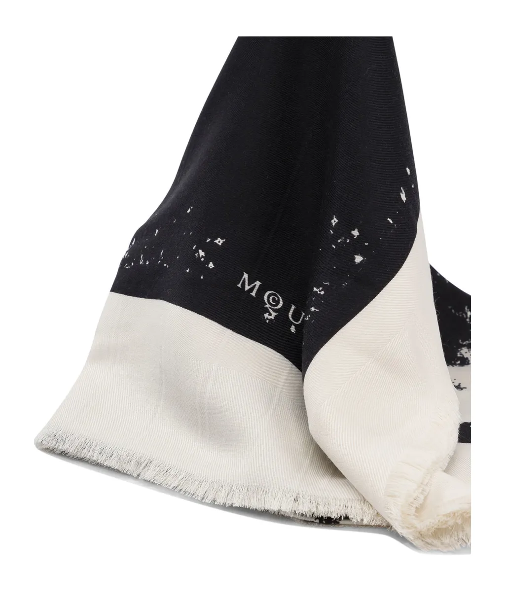 Logo Printed Frayed-Edge Scarf