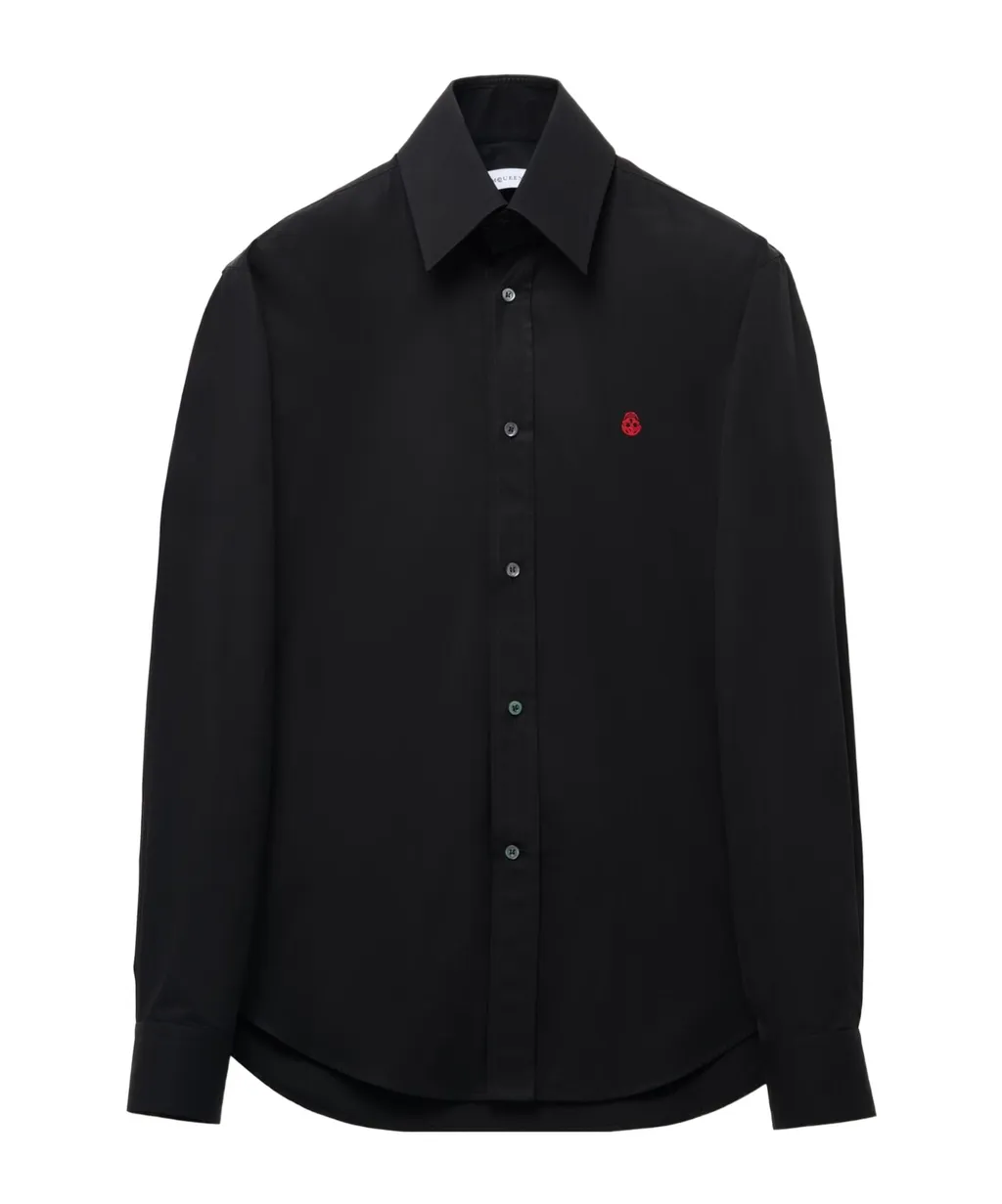 Long Sleeved Skull Embroidered Shirt