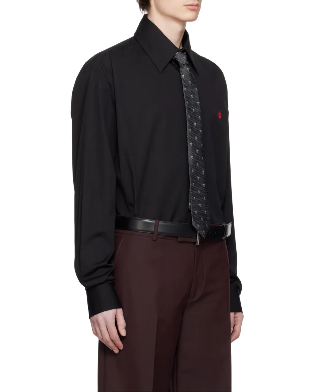 Long Sleeved Skull Embroidered Shirt