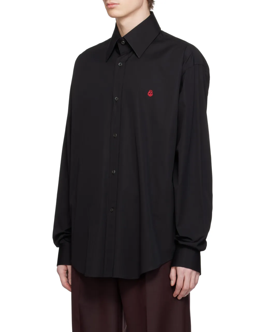 Long Sleeved Skull Embroidered Shirt