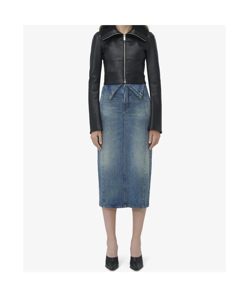 Folded Collar Leather Jacket
