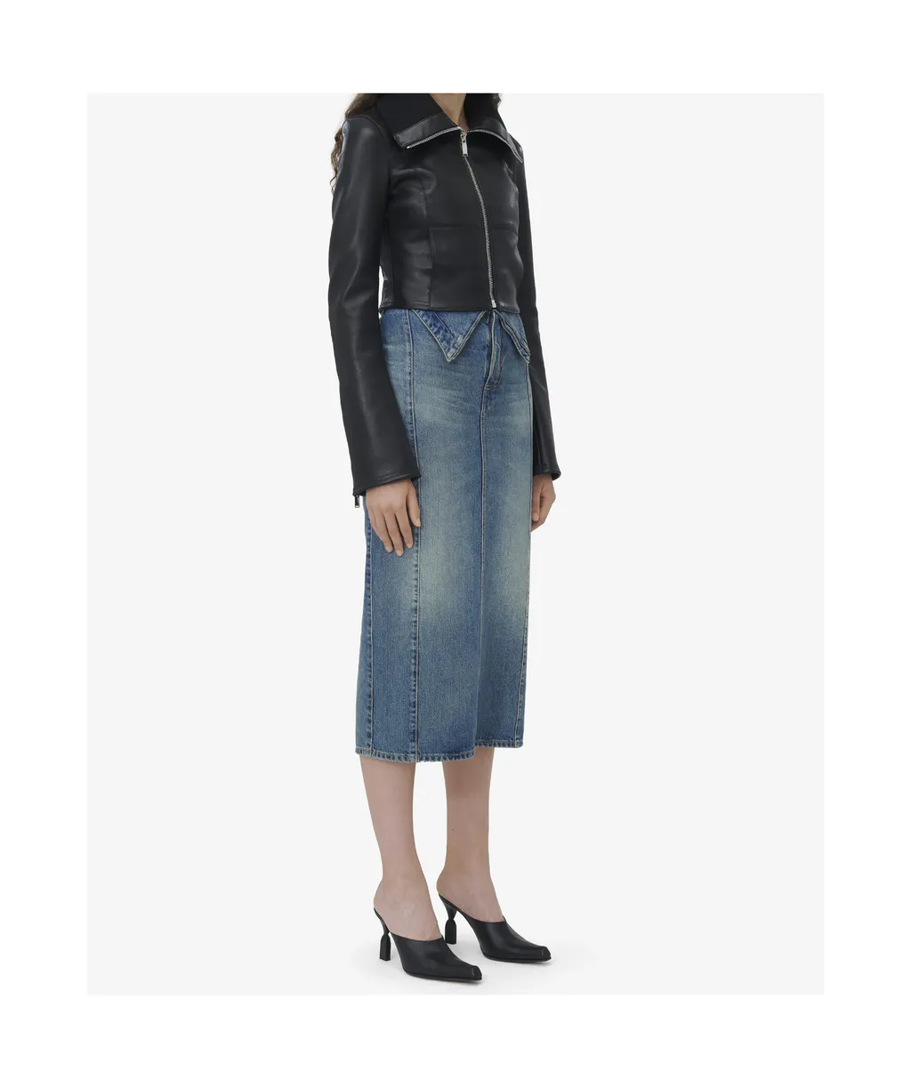 Folded Collar Leather Jacket