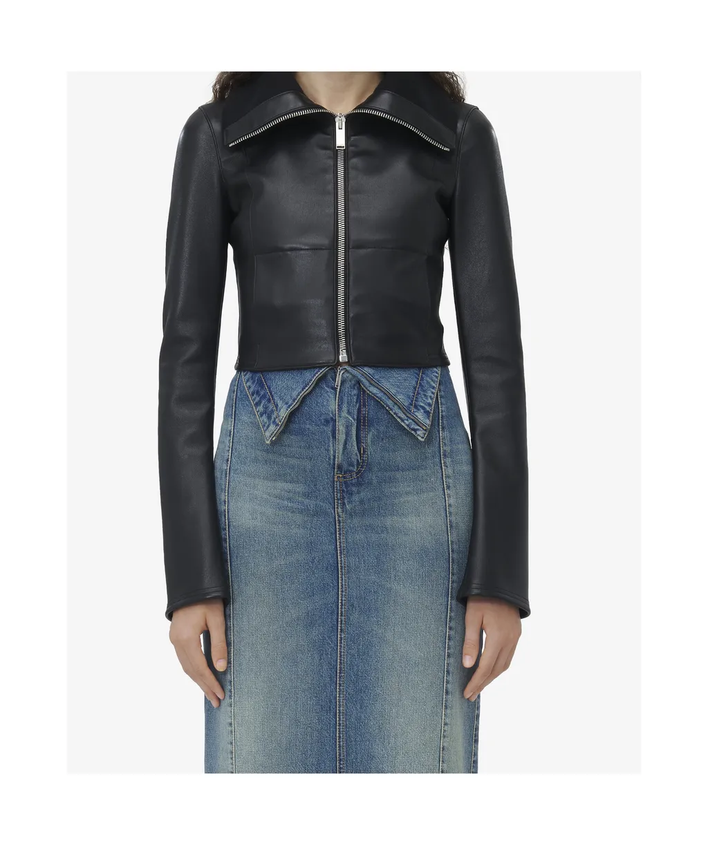 Folded Collar Leather Jacket