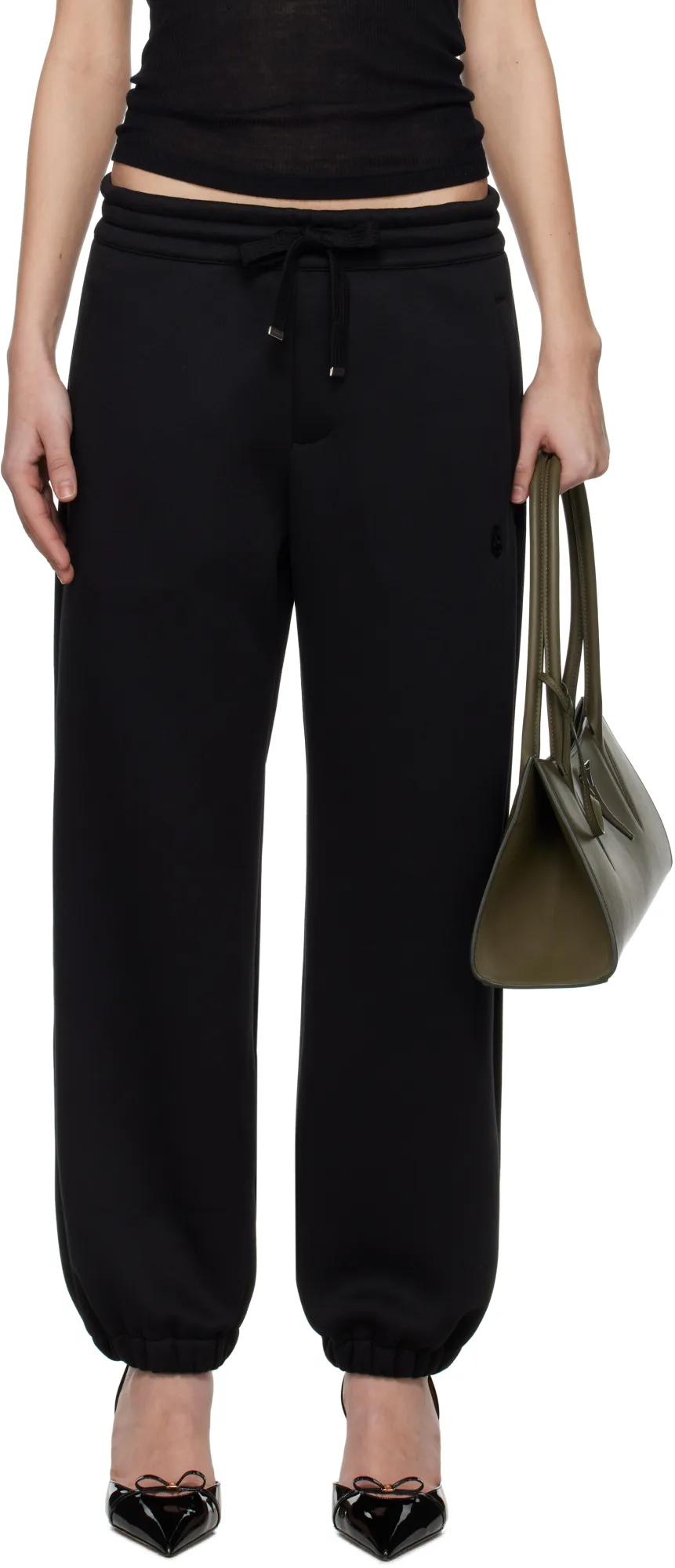 Skull Embroidered Drawstring Sweatpants