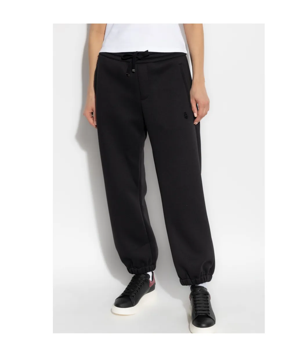 Skull Embroidered Drawstring Sweatpants