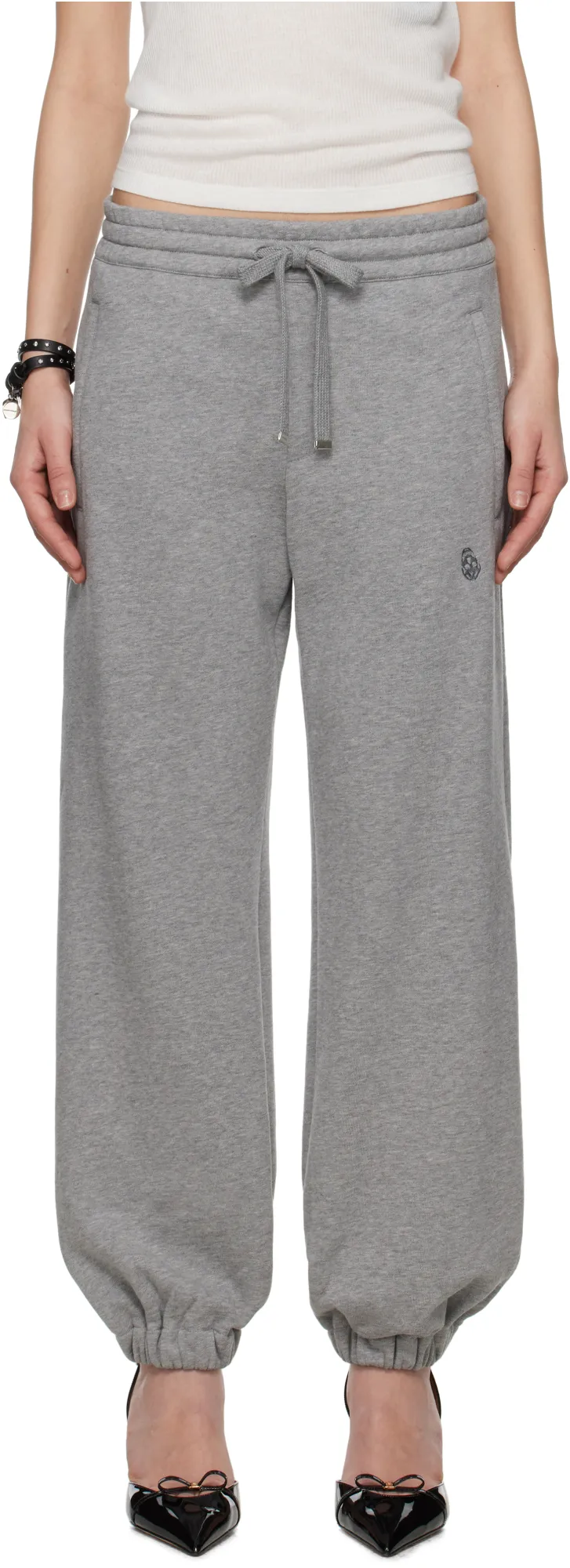 Skull Embroidered Tapered Sweatpants