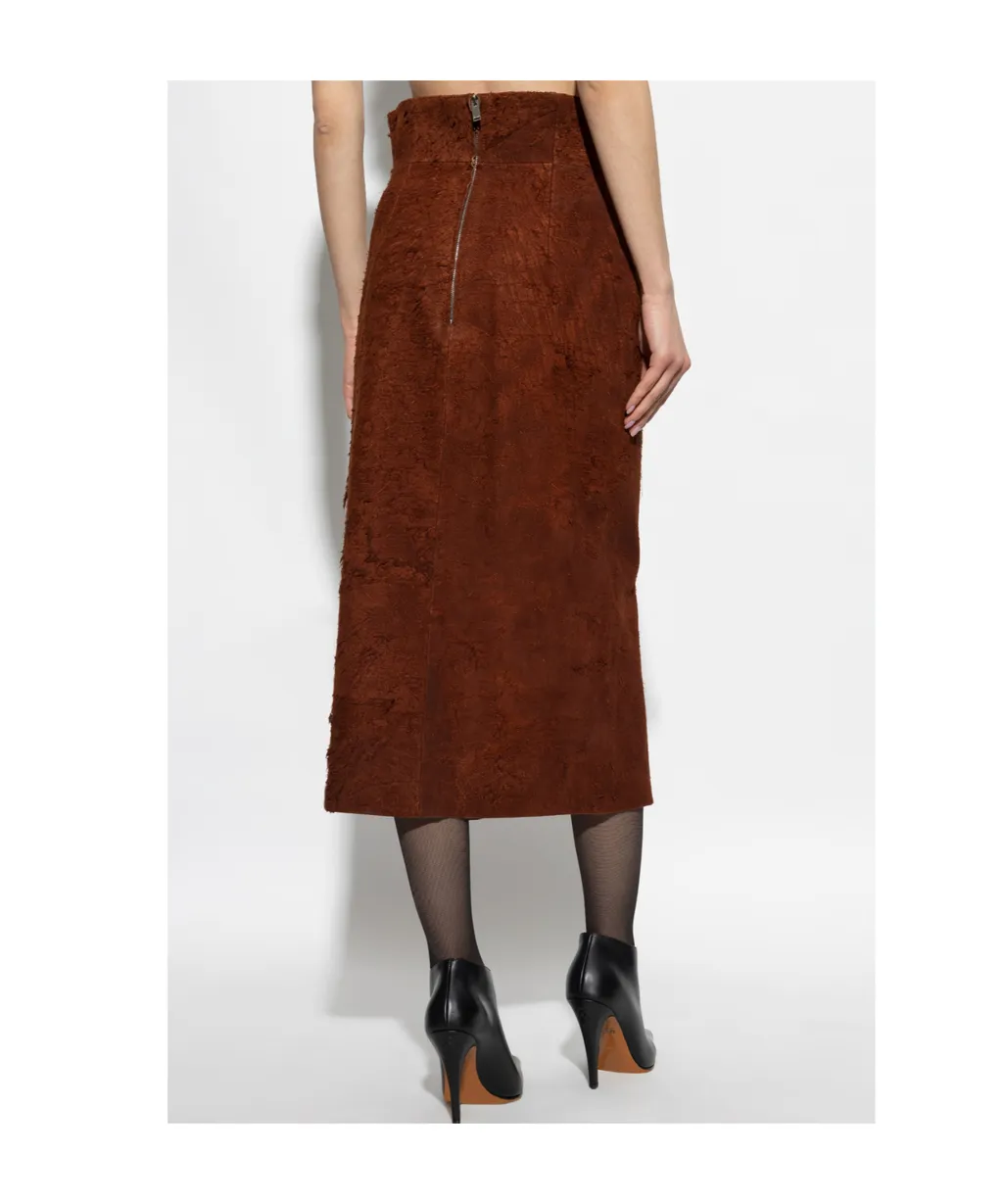 High Waist Front-Slit Midi Skirt