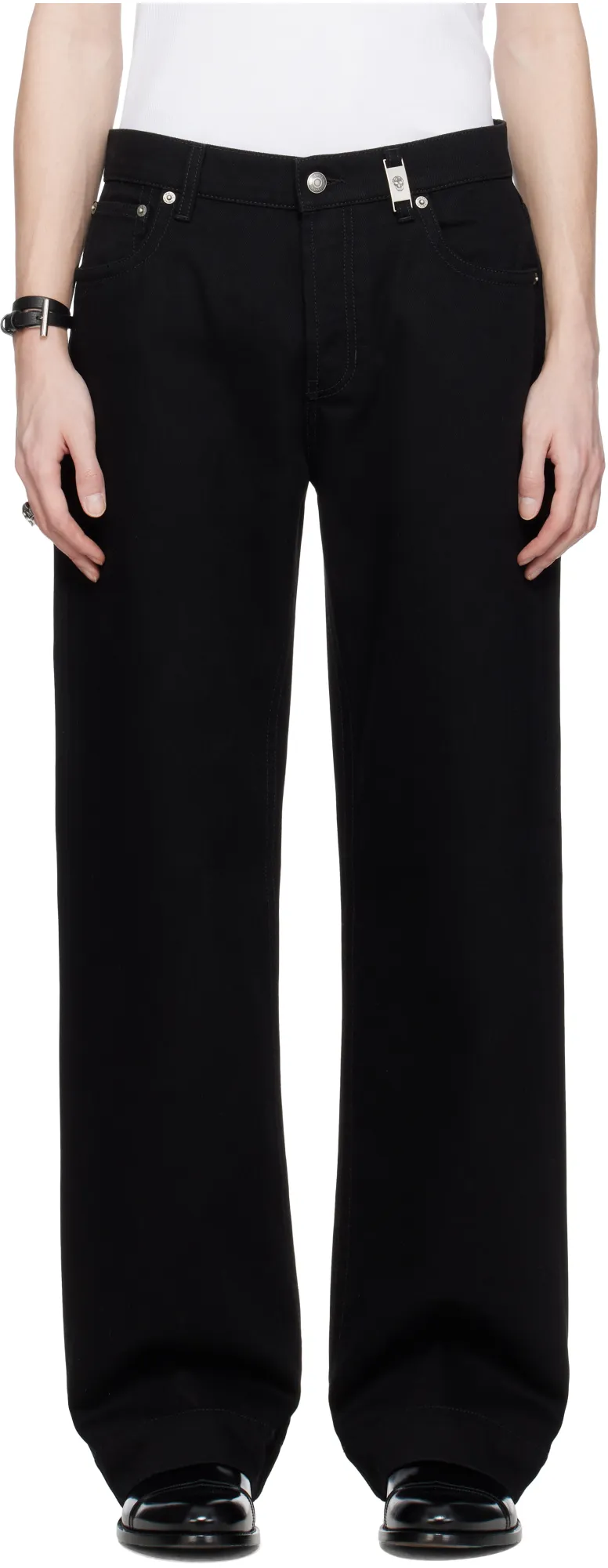 Wide-Leg Logo Patch Jeans