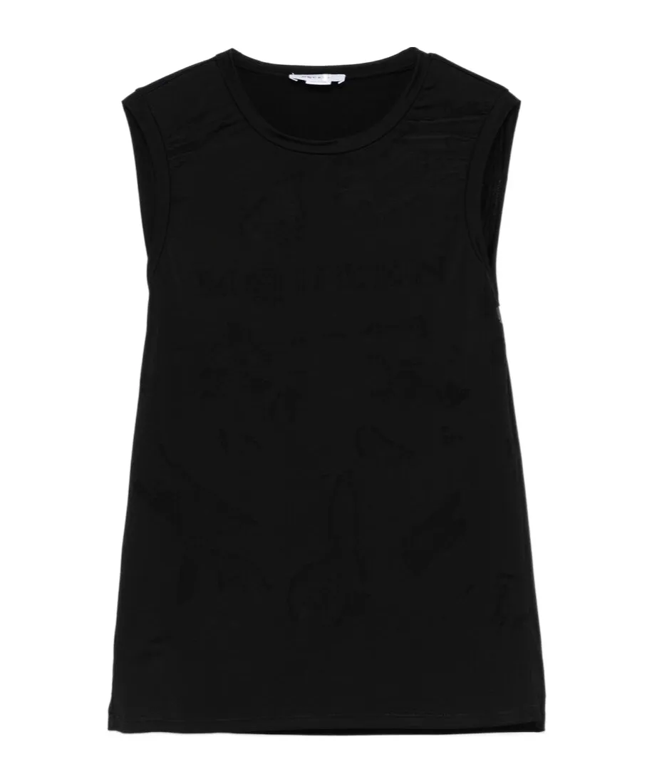 Logo Detailed Mesh Tank Top
