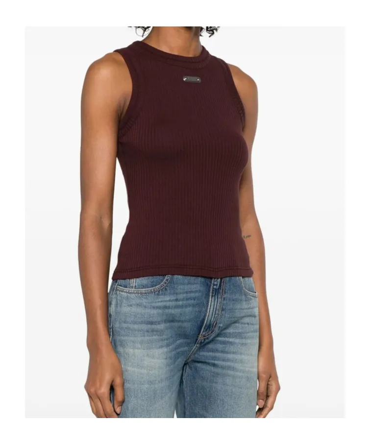 Logo-Plaque Ribbed Tank Top