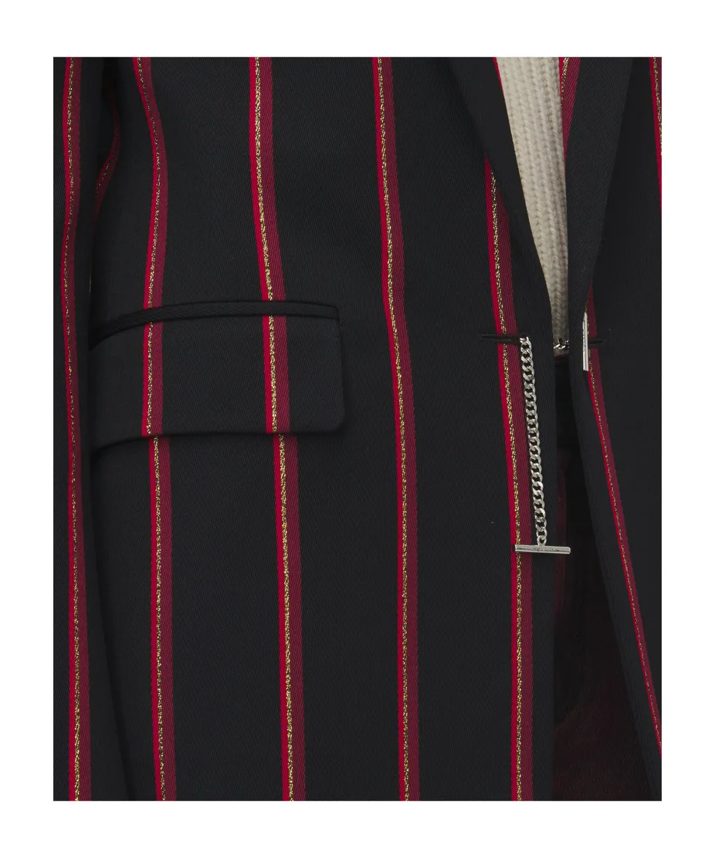 T-Bar Chain Fastened Striped Blazer