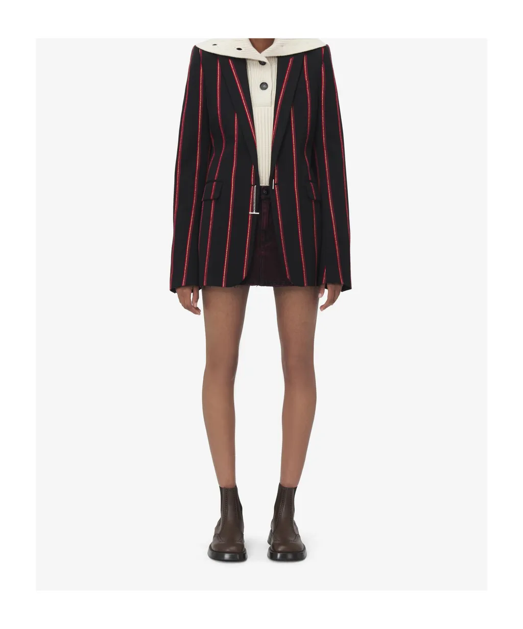 T-Bar Chain Fastened Striped Blazer