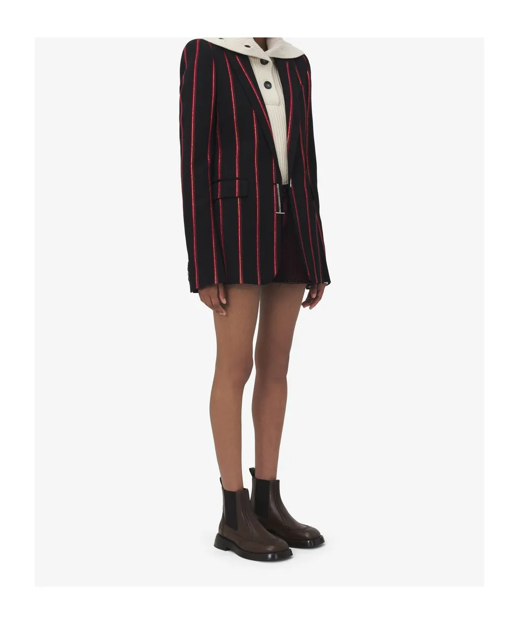 T-Bar Chain Fastened Striped Blazer