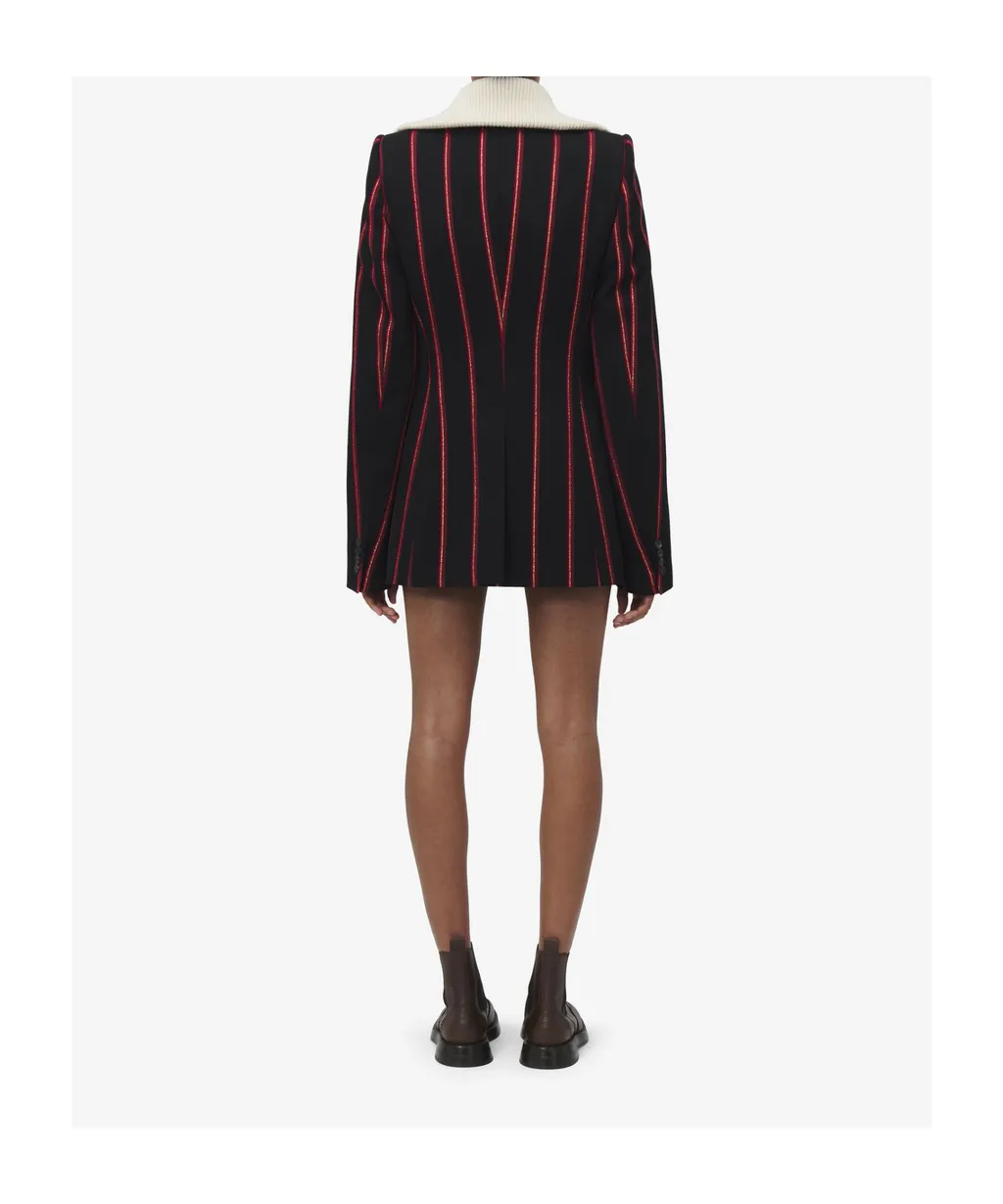 T-Bar Chain Fastened Striped Blazer
