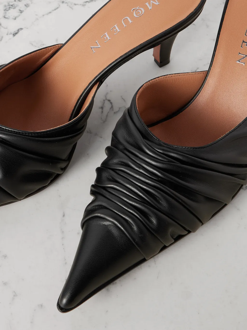 Birdee Ruched Pointed-Toe Mules