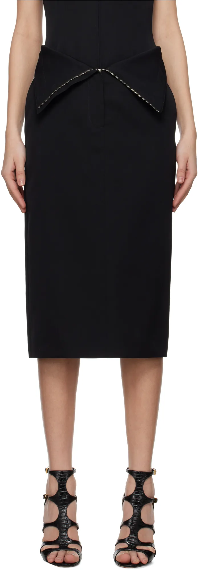 Zip Detailed Midi Skirt