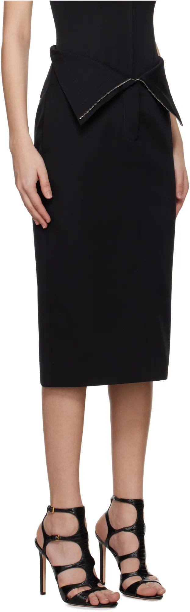 Zip Detailed Midi Skirt