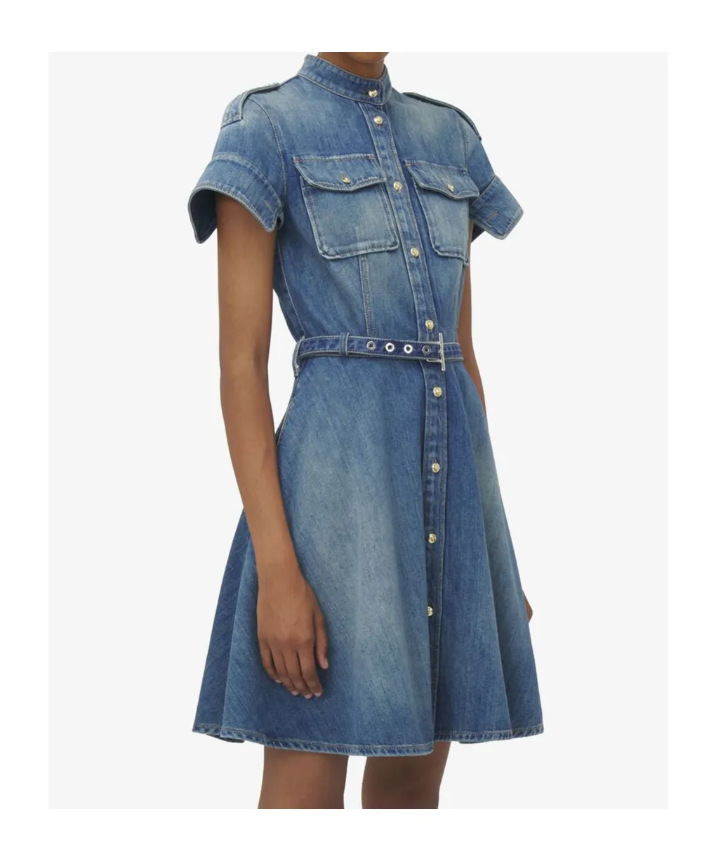 Short-Sleeve Shirt Denim Mini Dress
