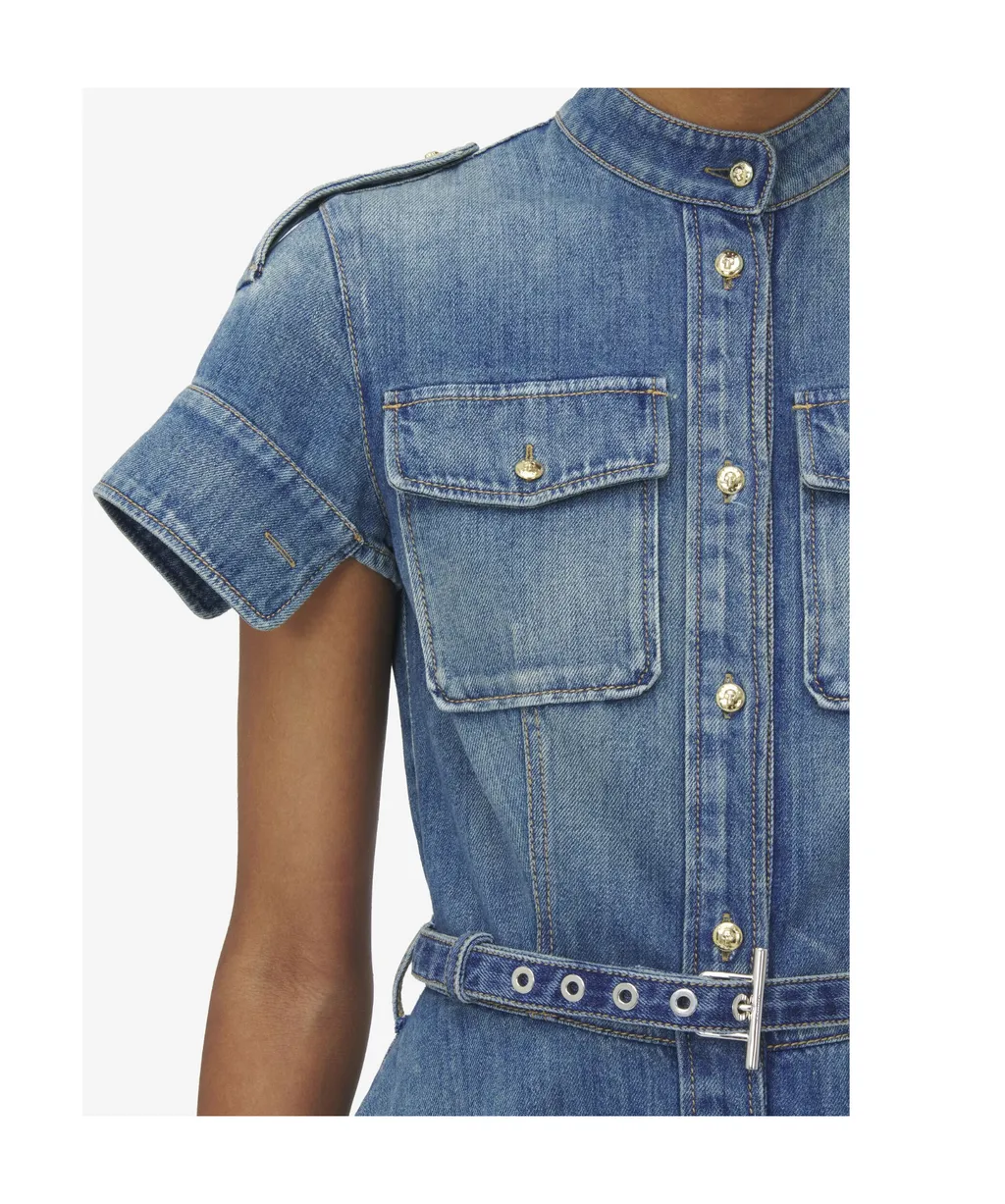 Short-Sleeve Shirt Denim Mini Dress