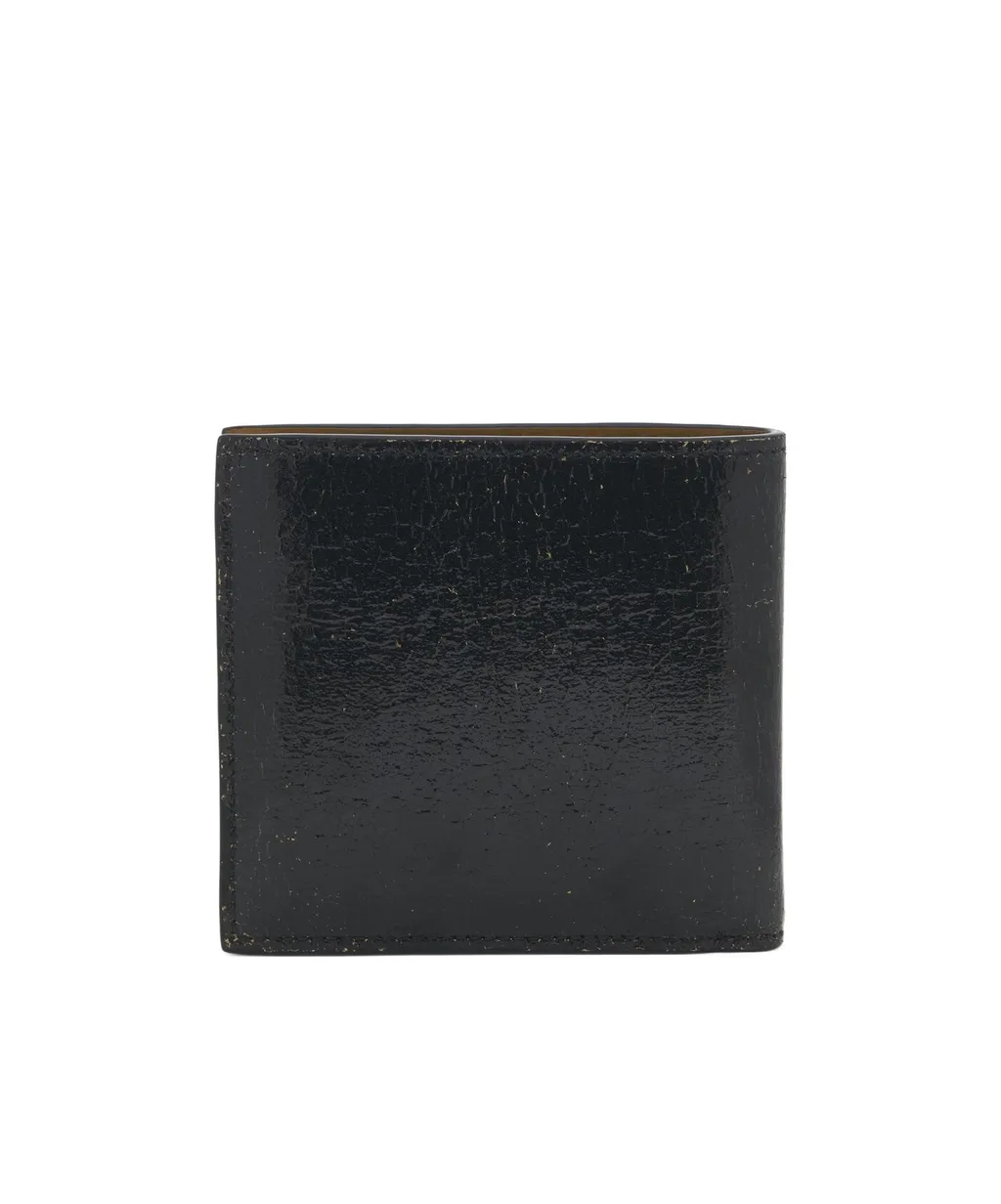 Crackled Logo Lettering Bi-Fold Wallet