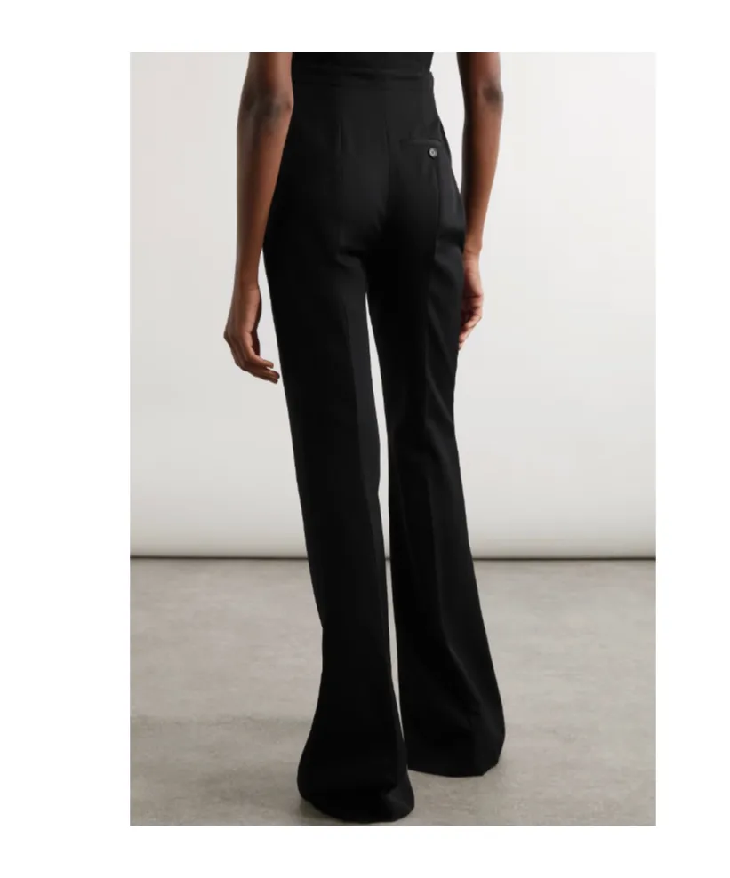 Fold Over Waist Flared Tailored Trousers