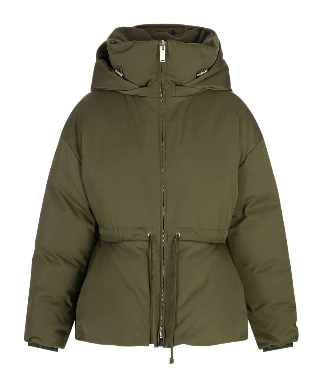 Peplum Drawstring Waist Puffer Jacket