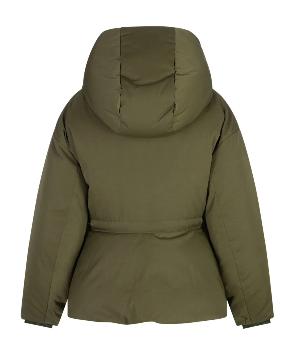 Peplum Drawstring Waist Puffer Jacket