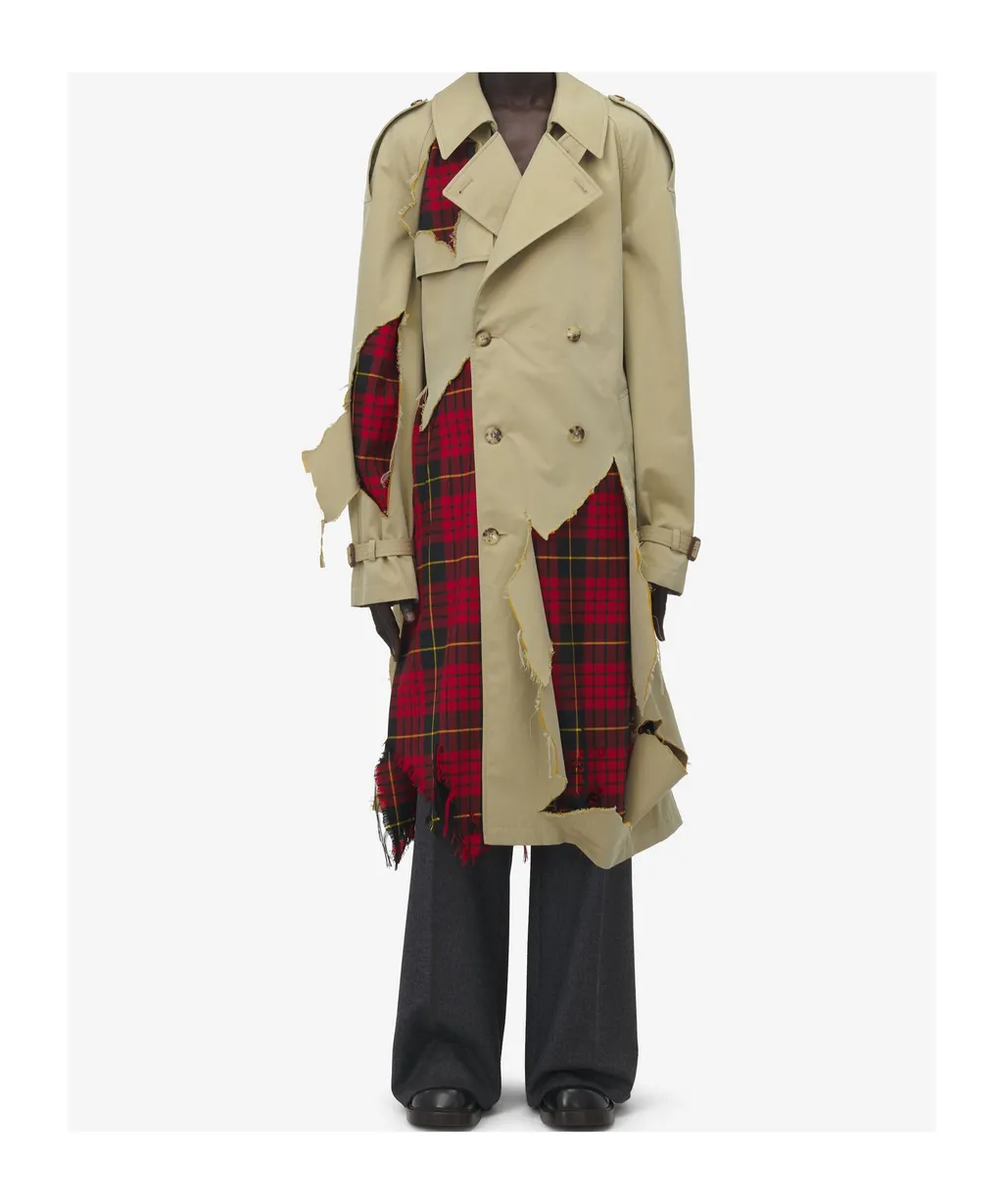 Distressed Macqueen Tartan Trench Coat