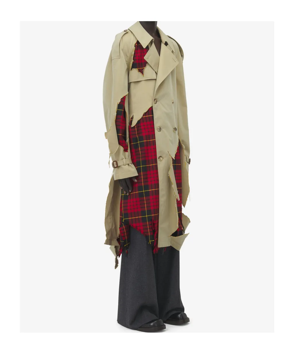 Distressed Macqueen Tartan Trench Coat