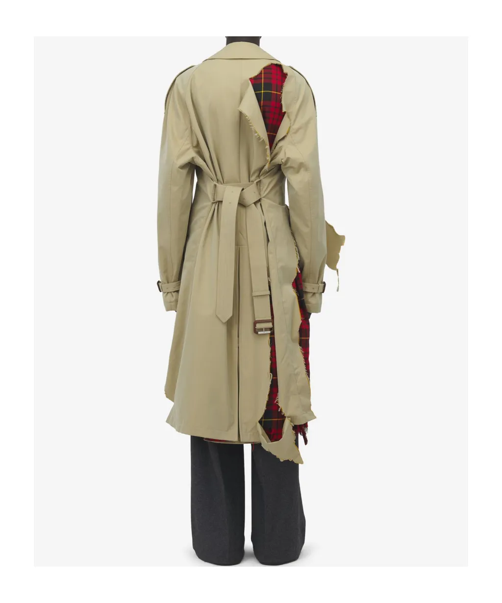 Distressed Macqueen Tartan Trench Coat