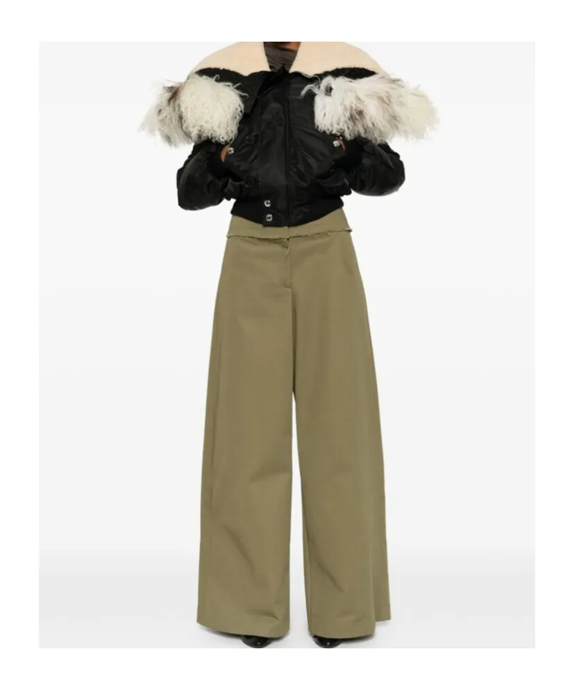 Shearling Trim Ruched Bomber Jacket
