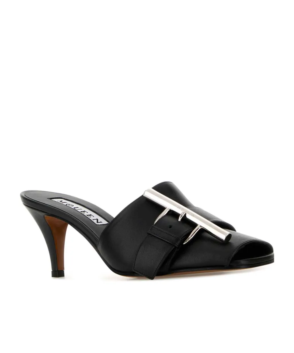 Buckle Detailed Slip-On Sandals