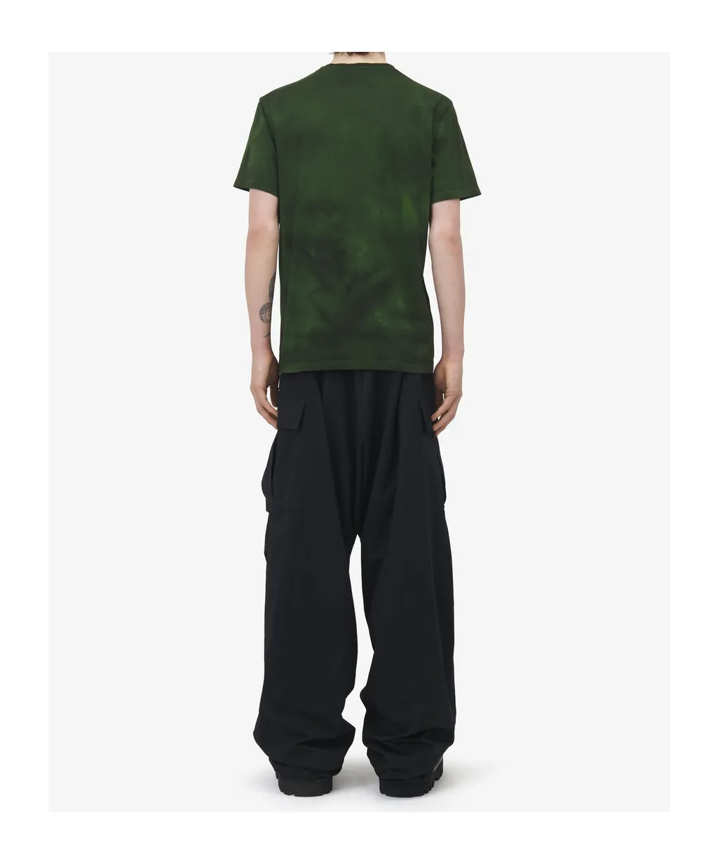Skull Embroidered Tie-Dyed T-Shirt