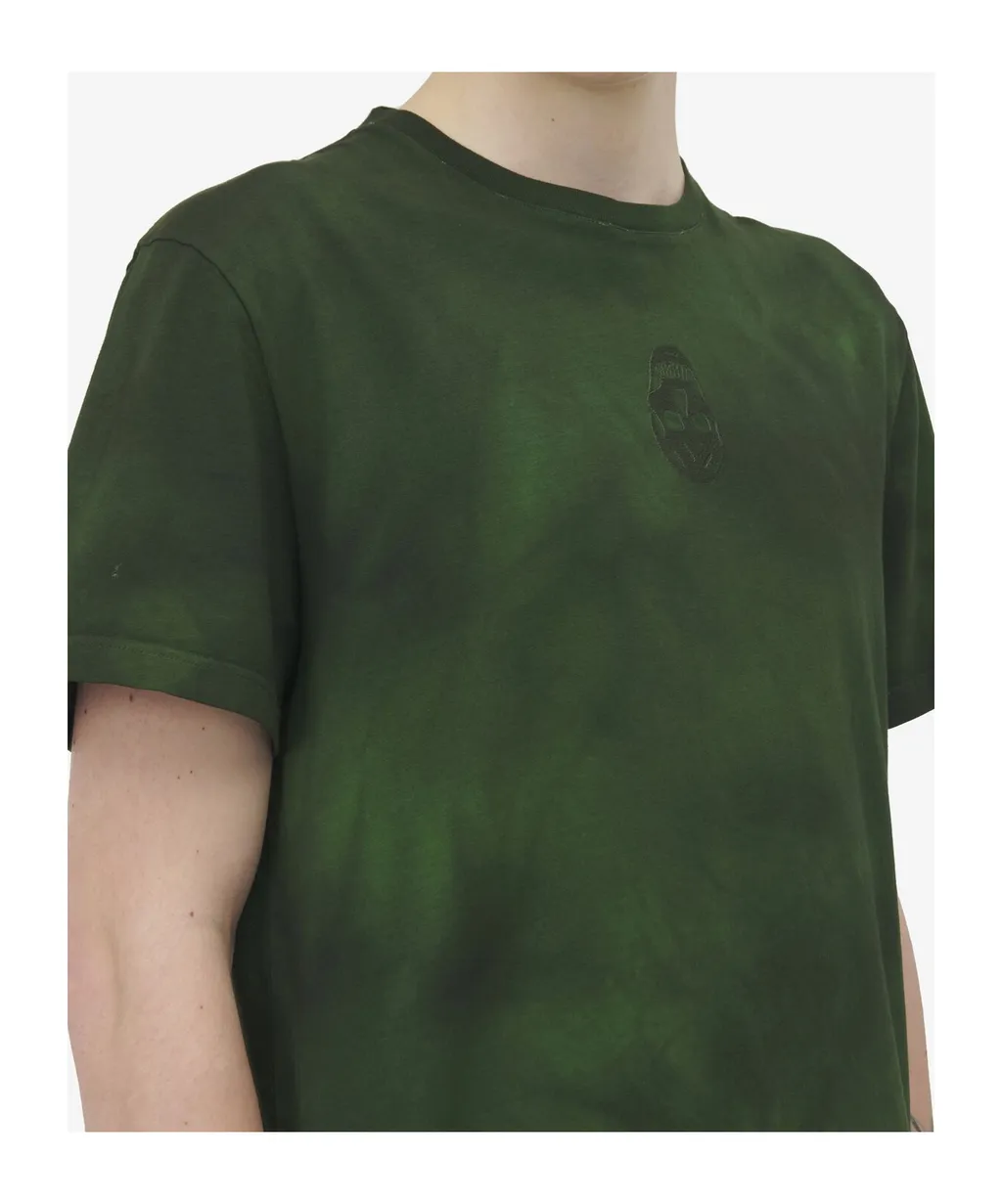 Skull Embroidered Tie-Dyed T-Shirt