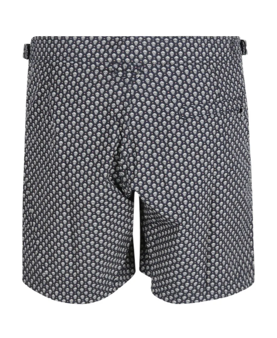 Skull-Patterned Button-Down Shorts