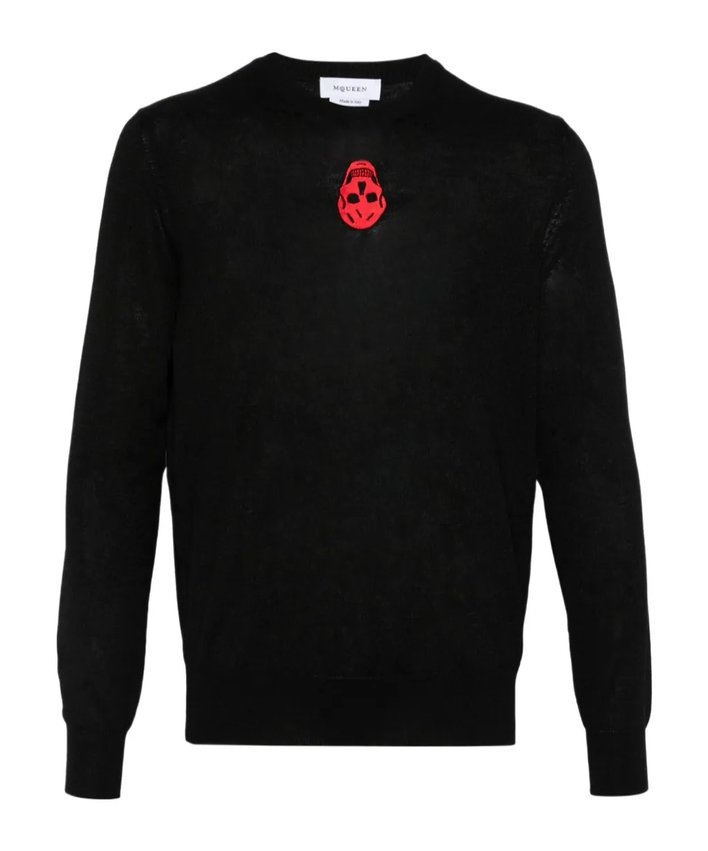Skull Embroidered Knitted Jumper