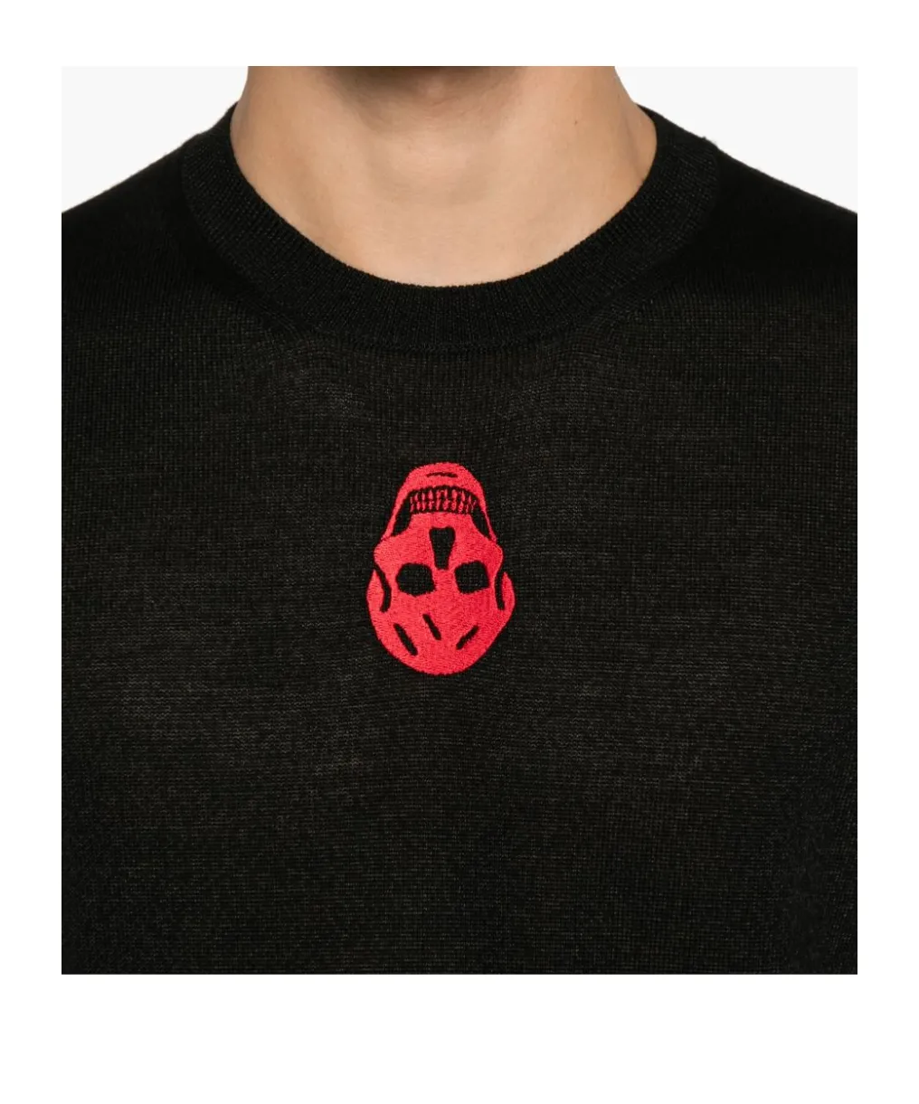 Skull Embroidered Knitted Jumper