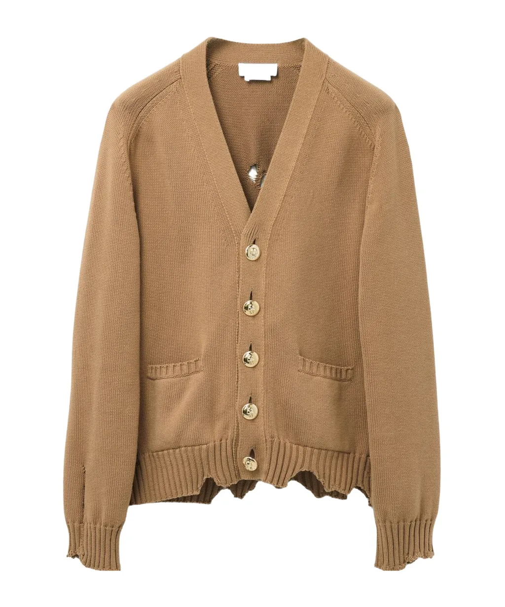 Distressed Skull V-Neck Cardigan
